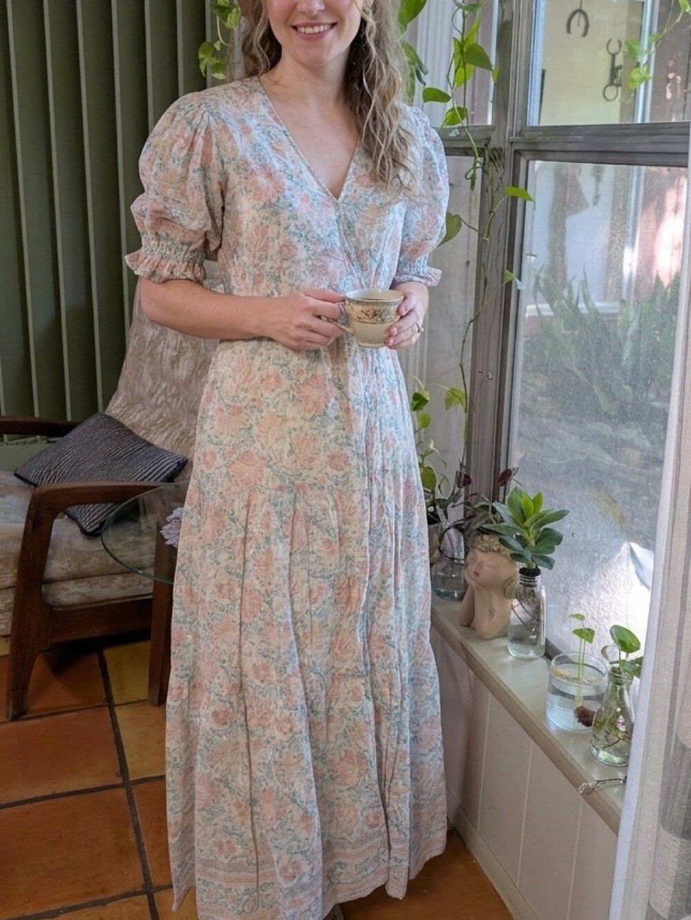 NIBI MTK Wrap Floral Maxi Dress in Pastel Shades